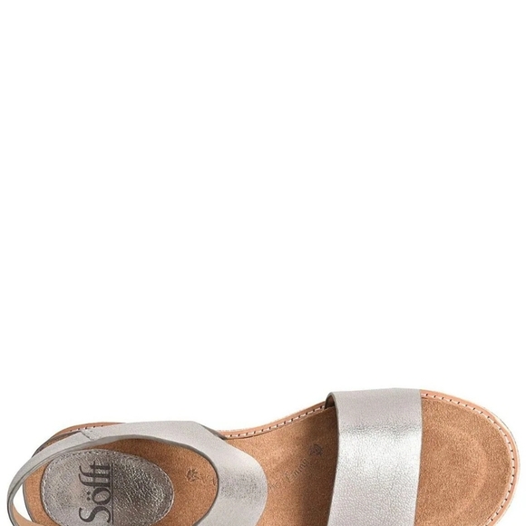 Sofft Bali Leather Sandal Shoes Women US 8.5 M EU 38 Silver Metallic Travel - Picture 7 of 7